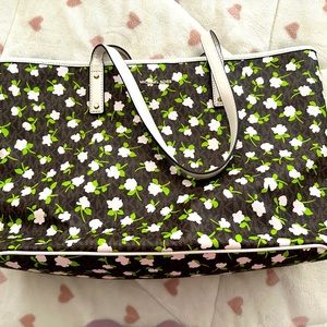Michael Kors Large Leather Floral Print Tote Bag